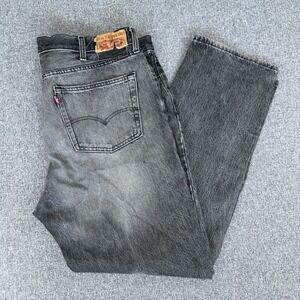 Levi's 505 550 Style Jeans Mens 38x32 Black Grey Relaxed Straight Denim